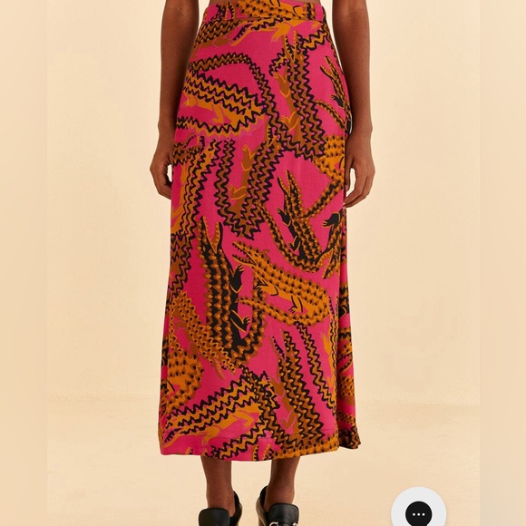 Farm Rio Pink Croco Midi Skirt - Picture 3 of 13